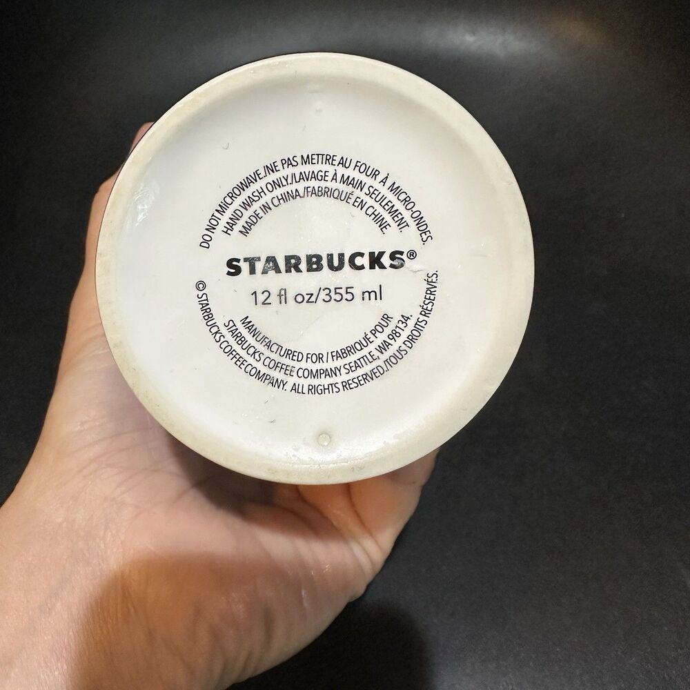Starbucks Ceramic Travel Mug Rare Collectible Peace Sign Blue Red Yellow 12oz - Picture 4 of 7